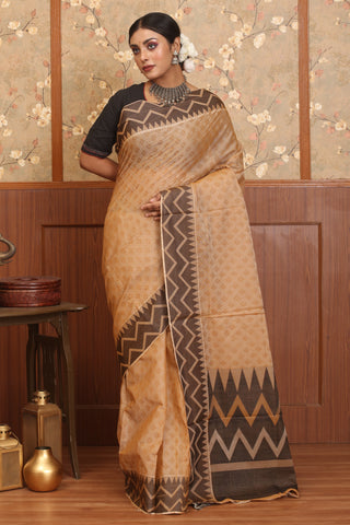 Beige Chettinad Pure Cotton Saree