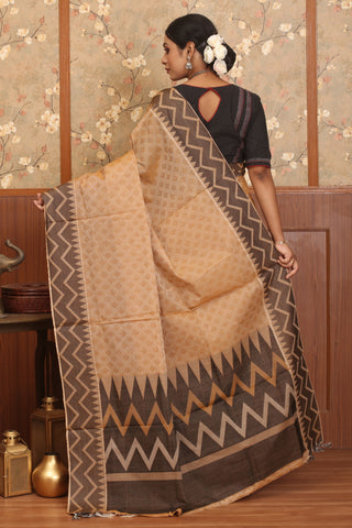 Beige Chettinad Pure Cotton Saree