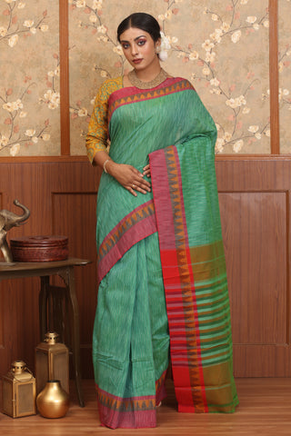 Sea Green Chettinad Pure Cotton Saree