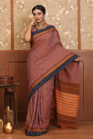 Brown Chettinad Pure Cotton Saree