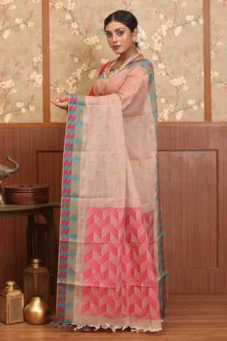 Beige Chettinad Pure Cotton Saree