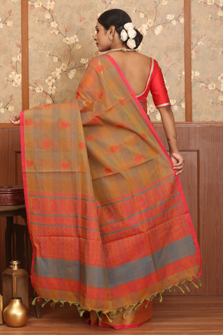 Yellow & Green Dual Tone Chettinad Pure Cotton saree