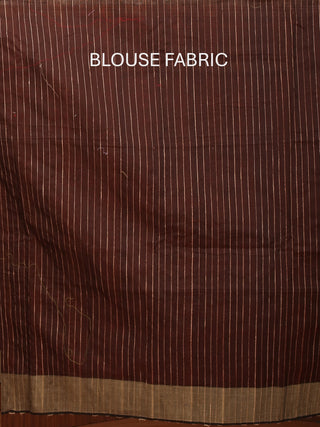 Maroon And Coffee Brown Hand Woven Bhagalpur Dupion Silk Saree with Hand Aari Embroidery