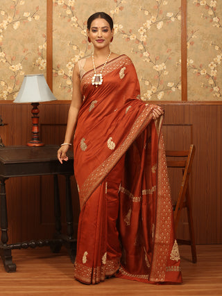 Regal Chanderi Silk Saree with Grand Woven Border and Embroidered Butas
