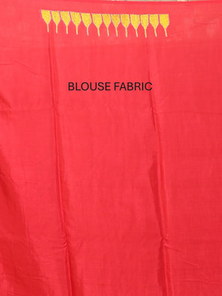 Half and Half Saree with Yellow Manipuri Innaphi Shawl and Red Muslin Silk