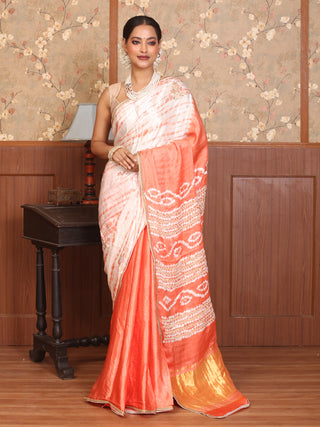 Modal Silk Saree with Hand Shibori Dyeing and Zardozi Work