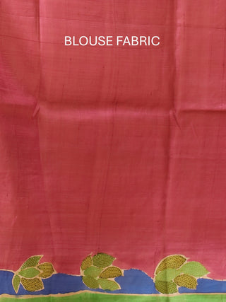Murshidabad Pure Silk Saree with Hand Painting and Kantha Embroidery