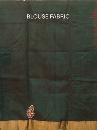 Multicolour Kanchipuram Silk Cotton Saree with Hand Zardozi & Kalamkari Appliqué Work
