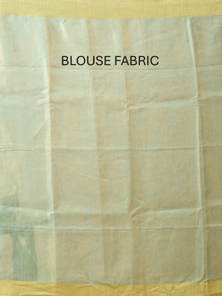 Pistachio Green Tissue Silk Saree with Hand Aari Embroidery & Matte Gold Border