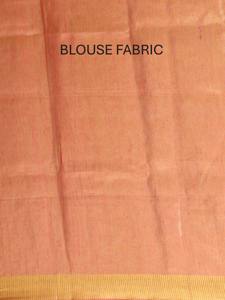 Sunset Pink Tissue Silk Saree with Hand Aari Embroidery & Matte Gold Border