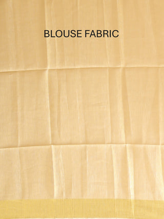 Bluish Grey Tissue Silk Saree with Hand Aari Embroidery & Matte Gold Border