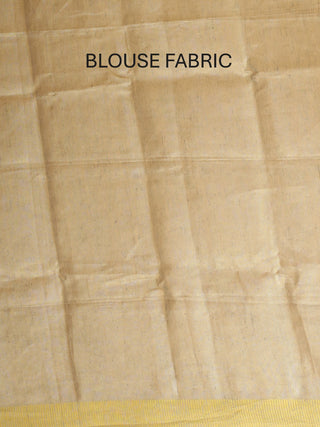 Bluish Grey Tissue Silk Saree with Hand Aari Embroidery & Matte Gold Border