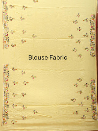 Pale Yellow Organza Silk Saree with Exquisite Parsi Work Border & Chikankari Embroidery