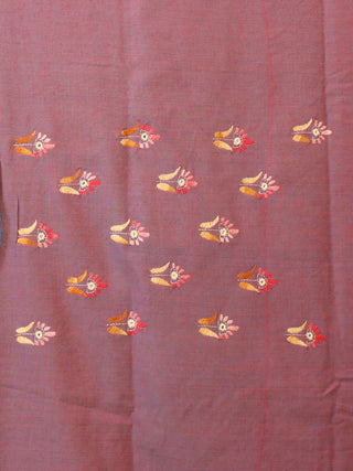 Blue And Red Bengal Handloom Cotton Saree With Hand Embroidery