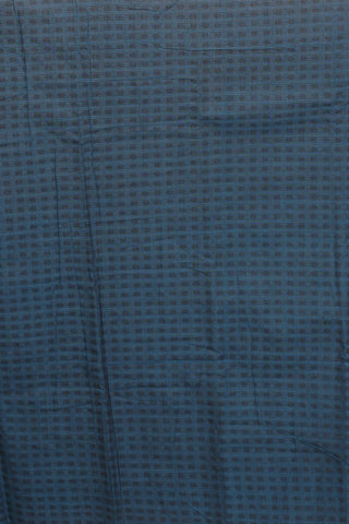 Grey And Navy Blue Chettinad Cotton Saree With Hand Kantha Embroidery
