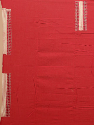 Brick Red Begumpuri Saree With Hand Kantha Embroidery
