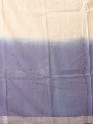White and Blue Ombre Cotton Saree with Machine Embroidery