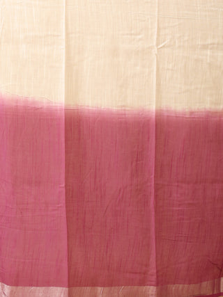 White and Purple Ombre Cotton Saree with Machine Embroidery