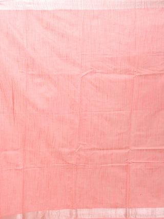 Peachish Pink Cotton Saree with Machine Embroidery