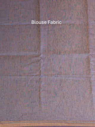 Blue Silk Linen Saree with All-Over Machine Embroidery