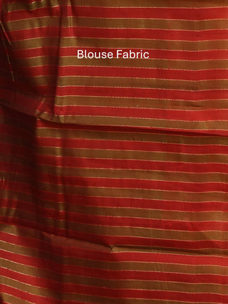 Sandal Colour Hand Woven SiCo(Silk Cotton) Gadwal Saree With Maroon Pure Silk Border