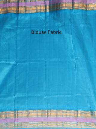 Dual Tone(Green And Blue) Pure Silk Gadwal Saree With Turquoise Blue Border