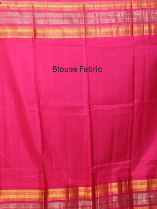 Golden Yellow Pure Silk Gadwal Saree With Fuchsia Border