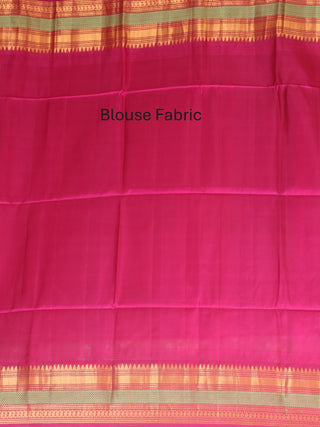 Teal Pure Silk Gadwal Saree With Magenta Border