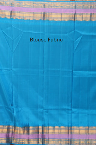 Cream Pure Silk Gadwal Saree With Turquoise Blue Border