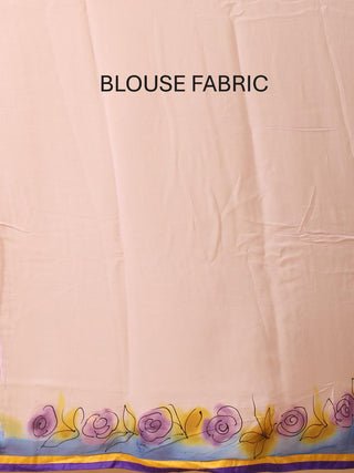 Colourful And Trendy Georgette Saree With Hand Painting Using Fabric Colours