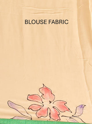 Colourful And Trendy Georgette Saree With Hand Painting Using Fabric Colours