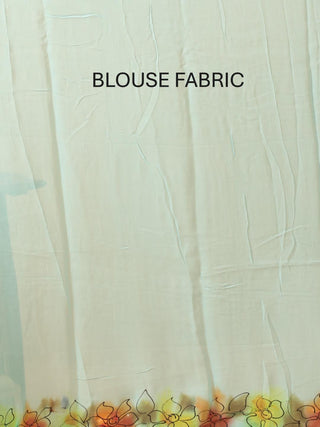 Colourful And Trendy Georgette Saree With Hand Painting Using Fabric Colours