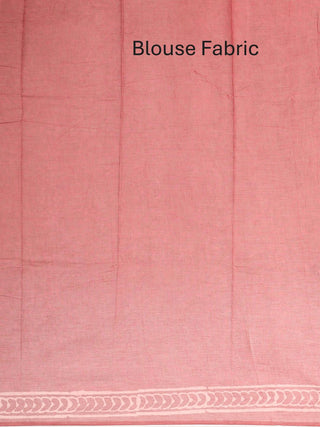 English Rose Colour Pure Jaipur Cotton Saree With Bagru Print