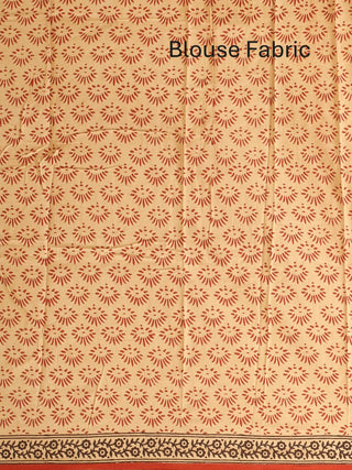 Beige Colour Pure Jaipur Mul Cotton Saree With Bagru Print