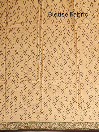 Beige Colour Pure Jaipur Cotton Saree With Bagru Print