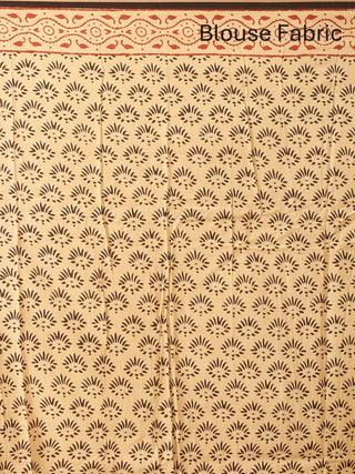 Beige Colour Pure Jaipur Mul Cotton Saree With Bagru Print