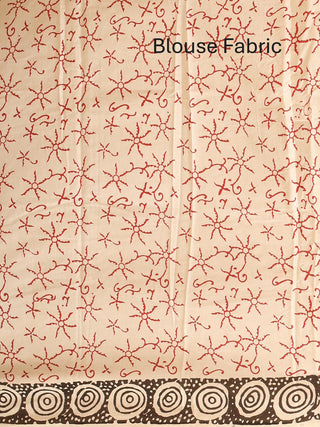 White Colour Pure Mul Jaipur Cotton Saree With Bagru Print