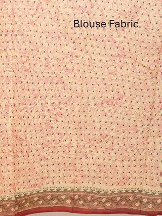 Beige Pure Jaipur Mul Cotton Saree With Bagru Print
