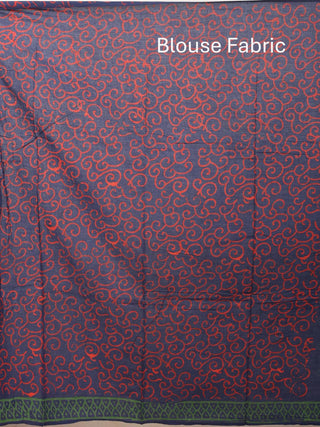 Indigo Blue Pure Jaipur Cotton Saree With Bagru Discharge Print