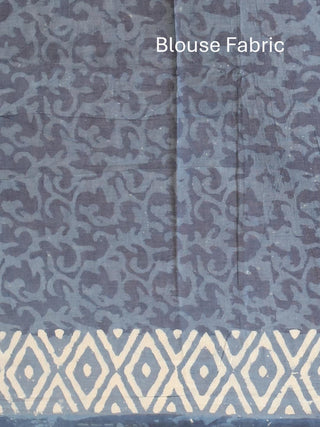 Indigo Blue Pure Jaipur Mul Cotton Saree With Dabu Print
