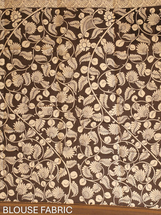 Black And White Bangalore Silk Srikalahasti Pen Kalamkari Saree