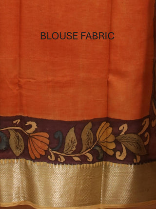Purple Colour Pure Bangalore Silk Srikalahasti Pen Kalamkari Saree