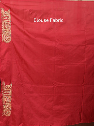 Red Bangalore Silk Saree with Exquisite Kashmiri Embroidery