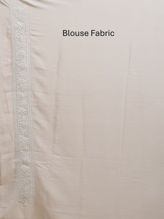 Light Grey Crepe Silk Saree with Kashmiri Tilla Embroidery