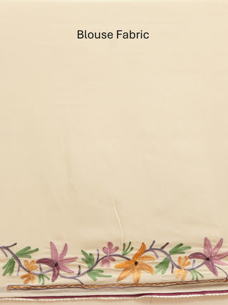 Elegant Pale Yellow Georgette Saree with Kashmiri Aari Embroidery