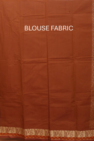Earth Brown Kanchipuram Pure Cotton Saree