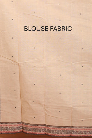 Beige Kanchipuram Pure Cotton Handloom Saree