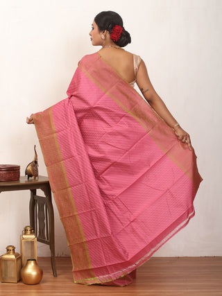 Rose Pink Kanjivaram Cotton Silk Saree