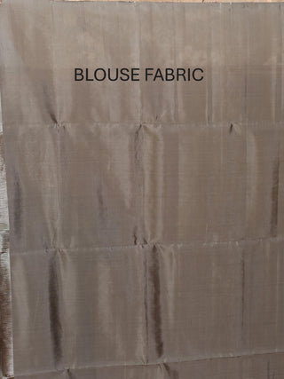 Olive Green and Grey Borderless Pure Kanjivaram Silk Saree