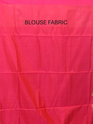 Sandal-Coloured Pure Kanjivaram Silk Saree with Fuchsia Pallu and Blouse